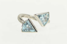 Load image into Gallery viewer, 18K Blue Topaz Diamond Arrow Wrap Bypass Ring Size 6.5 White Gold