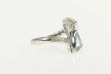 Load image into Gallery viewer, 18K Blue Topaz Diamond Arrow Wrap Bypass Ring Size 6.5 White Gold