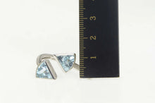 Load image into Gallery viewer, 18K Blue Topaz Diamond Arrow Wrap Bypass Ring Size 6.5 White Gold