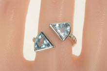 Load image into Gallery viewer, 18K Blue Topaz Diamond Arrow Wrap Bypass Ring Size 6.5 White Gold