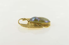 Load image into Gallery viewer, 14K Iridescent Glass Scarab Egyptian Life Symbol Pendant Yellow Gold