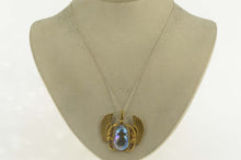 Load image into Gallery viewer, 14K Iridescent Glass Scarab Egyptian Life Symbol Pendant Yellow Gold