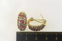 Load image into Gallery viewer, 14K 2.02 Ctw Ruby Diamond Domed French Clip Earrings Yellow Gold