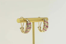 Load image into Gallery viewer, 14K 2.02 Ctw Ruby Diamond Domed French Clip Earrings Yellow Gold