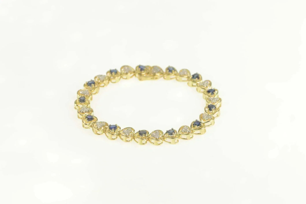 10K 3.90 Ctw Heart Natural Sapphire Diamond Bracelet 7