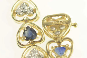 10K 3.90 Ctw Heart Natural Sapphire Diamond Bracelet 7" Yellow Gold