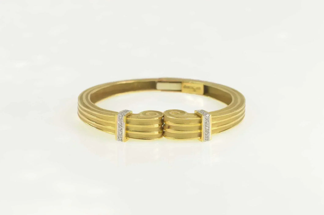 18K Robert Wander Winc Diamond Scroll Cuff Bracelet 6.75