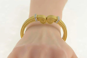 18K Robert Wander Winc Diamond Scroll Cuff Bracelet 6.75" Yellow Gold