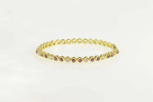 18K 1.92 Ctw Ruby Diamond Encrusted Bangle Bracelet 6.25" Yellow Gold