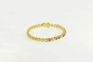18K 1.92 Ctw Ruby Diamond Encrusted Bangle Bracelet 6.25" Yellow Gold