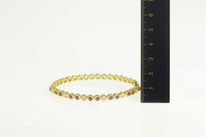 18K 1.92 Ctw Ruby Diamond Encrusted Bangle Bracelet 6.25" Yellow Gold