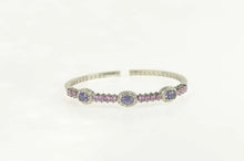 Load image into Gallery viewer, 18K 3.80 Ctw Iolite Diamond Halo Pink Topaz Bracelet 6.5&quot; White Gold