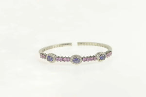 18K 3.80 Ctw Iolite Diamond Halo Pink Topaz Bracelet 6.5" White Gold