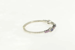 18K 3.80 Ctw Iolite Diamond Halo Pink Topaz Bracelet 6.5" White Gold