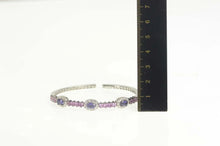 Load image into Gallery viewer, 18K 3.80 Ctw Iolite Diamond Halo Pink Topaz Bracelet 6.5&quot; White Gold