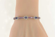 Load image into Gallery viewer, 18K 3.80 Ctw Iolite Diamond Halo Pink Topaz Bracelet 6.5&quot; White Gold