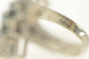 14K 0.44 Ctw Emerald Diamond Unique Engagement Ring Size 6 White Gold