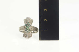 14K 0.44 Ctw Emerald Diamond Unique Engagement Ring Size 6 White Gold