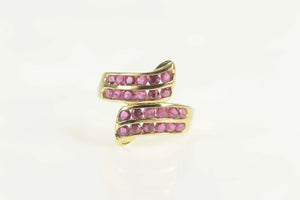 14K 2.00 Ctw Natural Ruby Tiered Channel Bypass Ring Size 7.25 Yellow Gold