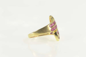 14K 2.00 Ctw Natural Ruby Tiered Channel Bypass Ring Size 7.25 Yellow Gold