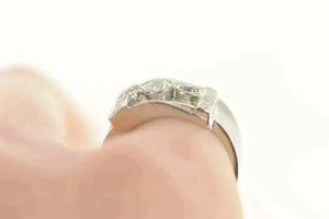 14K 1930's 0.61 Ctw Old European Diamond Buckle Ring Size 5 White Gold