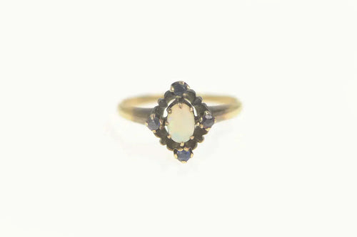 10K Natural Opal Sapphire Halo Engagement Ring Size 5.5 Yellow Gold