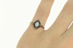 10K Natural Opal Sapphire Halo Engagement Ring Size 5.5 Yellow Gold