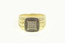 Load image into Gallery viewer, 10K 0.64 Ctw Black &amp; Champagne Diamond Squared Ring Size 9 Yellow Gold