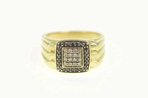 10K 0.64 Ctw Black & Champagne Diamond Squared Ring Size 9 Yellow Gold