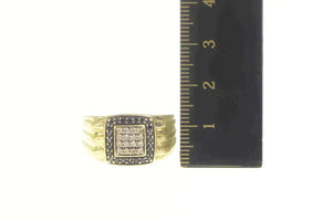 10K 0.64 Ctw Black & Champagne Diamond Squared Ring Size 9 Yellow Gold