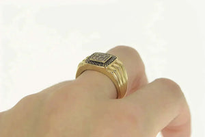 10K 0.64 Ctw Black & Champagne Diamond Squared Ring Size 9 Yellow Gold