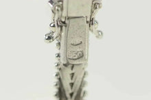Load image into Gallery viewer, 18K 4.00 Ctw Sapphire Squared Cluster Statement Bracelet 7.25&quot; White Gold