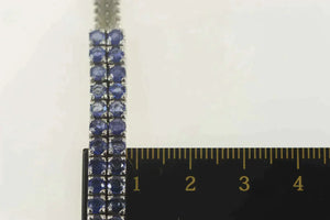 18K 4.00 Ctw Sapphire Squared Cluster Statement Bracelet 7.25" White Gold