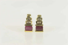 Load image into Gallery viewer, 14K 2.00 Ctw Emerald Cut Ruby Diamond Stud Earrings Yellow Gold