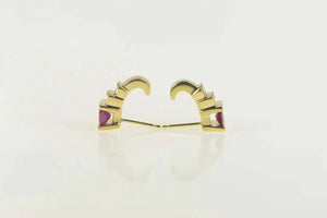14K 2.00 Ctw Emerald Cut Ruby Diamond Stud Earrings Yellow Gold