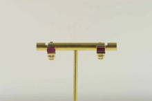 Load image into Gallery viewer, 14K 2.00 Ctw Emerald Cut Ruby Diamond Stud Earrings Yellow Gold