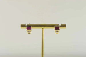 14K 2.00 Ctw Emerald Cut Ruby Diamond Stud Earrings Yellow Gold