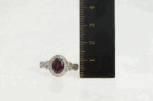 Load image into Gallery viewer, 10K 2.50 Ctw Oval Garnet Diamond Halo Engagement Ring White Gold
