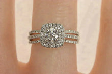 Load image into Gallery viewer, 14K 0.79 Ctw Diamond Halo Cathedral Engagement Ring White Gold