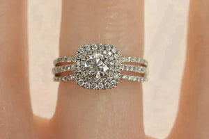 14K 0.79 Ctw Diamond Halo Cathedral Engagement Ring White Gold