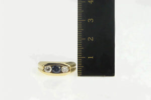 14K 1.15 Ctw Natural Sapphire Diamond Statement Ring Yellow Gold