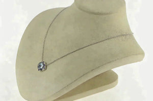 14K 3.30 Ctw Blue Topaz Iolite Squared Cluster Necklace 15.75" White Gold