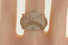 Load image into Gallery viewer, Sterling Silver Curved Pave CZ Encrusted Geometric Statement Ring