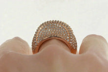 Load image into Gallery viewer, Sterling Silver Curved Pave CZ Encrusted Geometric Statement Ring