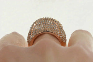 Sterling Silver Curved Pave CZ Encrusted Geometric Statement Ring