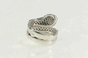 Sterling Silver Pave Black & White CZ Snake Serpent Snake Ring