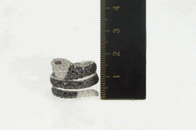 Load image into Gallery viewer, Sterling Silver Pave Black &amp; White CZ Snake Serpent Snake Ring