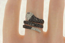 Load image into Gallery viewer, Sterling Silver Pave Black &amp; White CZ Snake Serpent Snake Ring