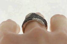 Load image into Gallery viewer, Sterling Silver Pave Black &amp; White CZ Snake Serpent Snake Ring