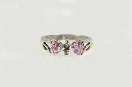 Sterling Silver Heart Pink CZ Love Symbol Promise Ring